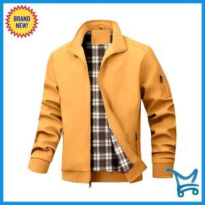 Men's Lightweight Bomber Jacket Windbreaker with Multiple Pockets